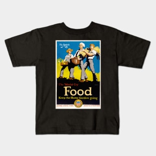 Reprint of US Food Administration Home Garden Growing Propaganda Print - The Spirit of '18 Kids T-Shirt